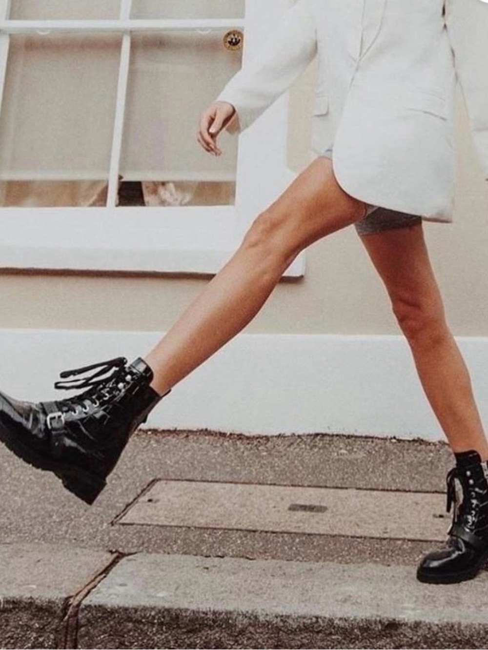 All Saints Black Leather Lace-Up Combat Boot